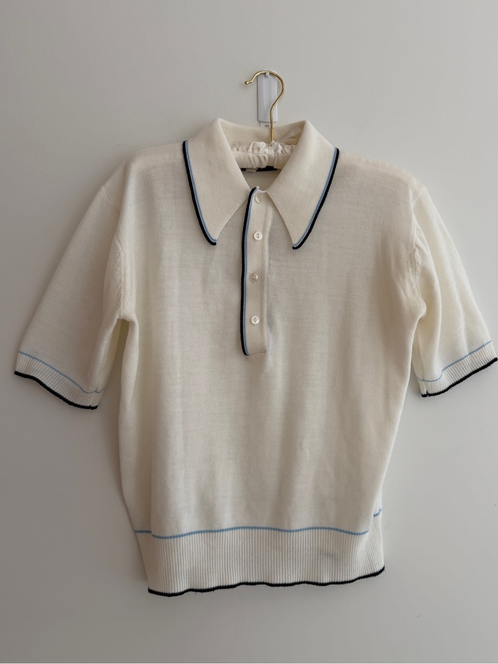VINTAGE Sears the Men's Store Short Sleeve Knit Polo Sweater Dagger Collar 70's